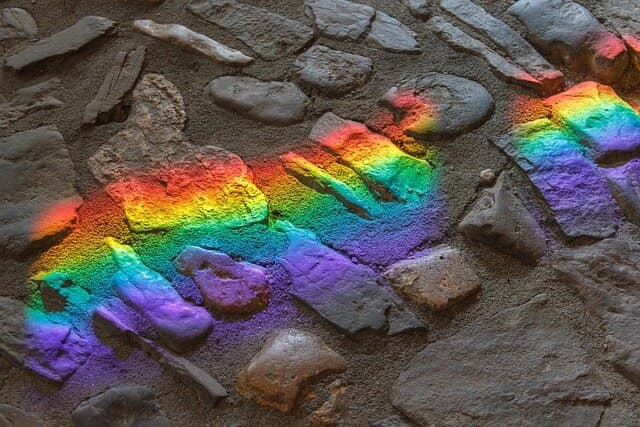 lgbt pride colors on rocks